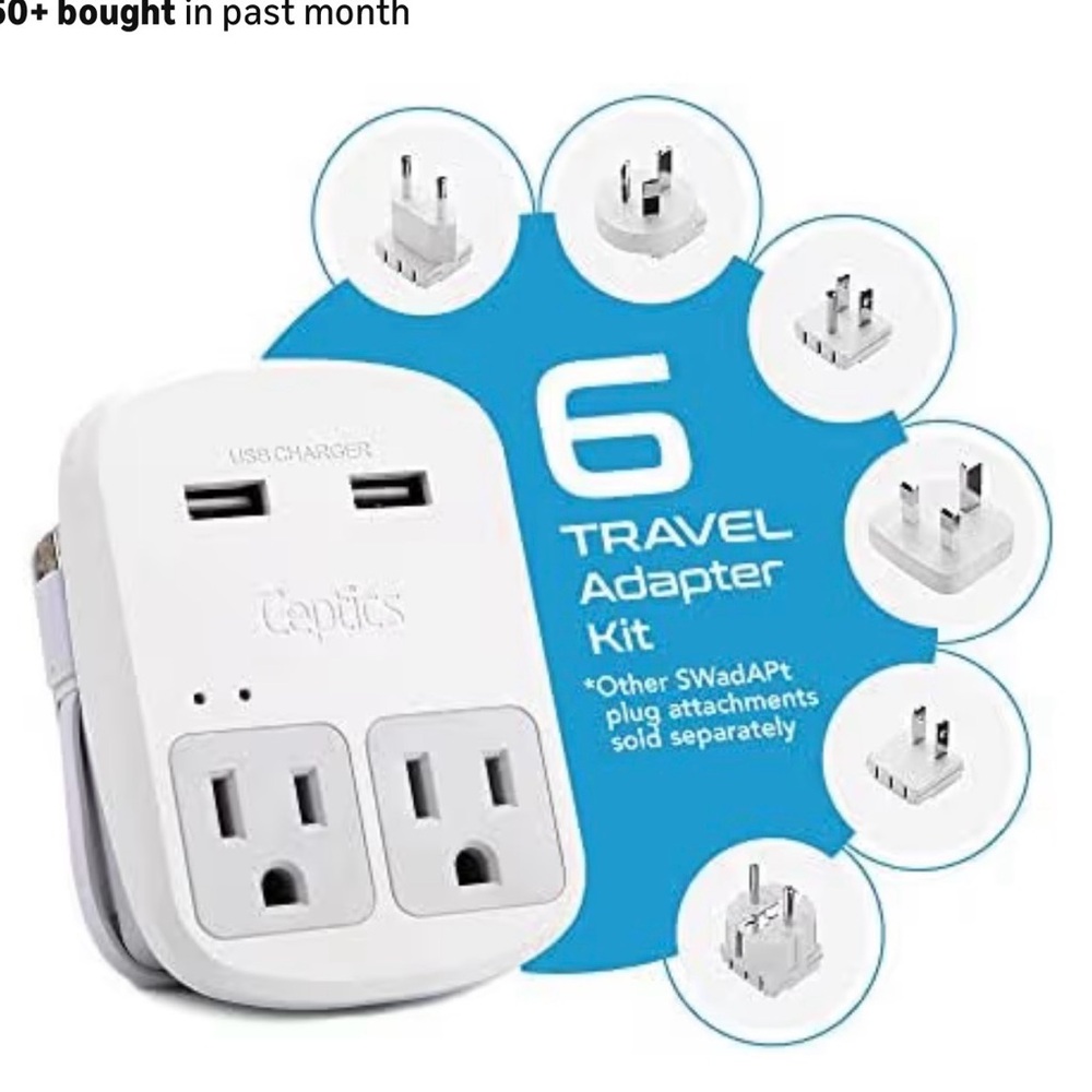 New Ceptics Safest Travel Adapter Kit Dual USB 3.6A with Qc. 3.0 ll